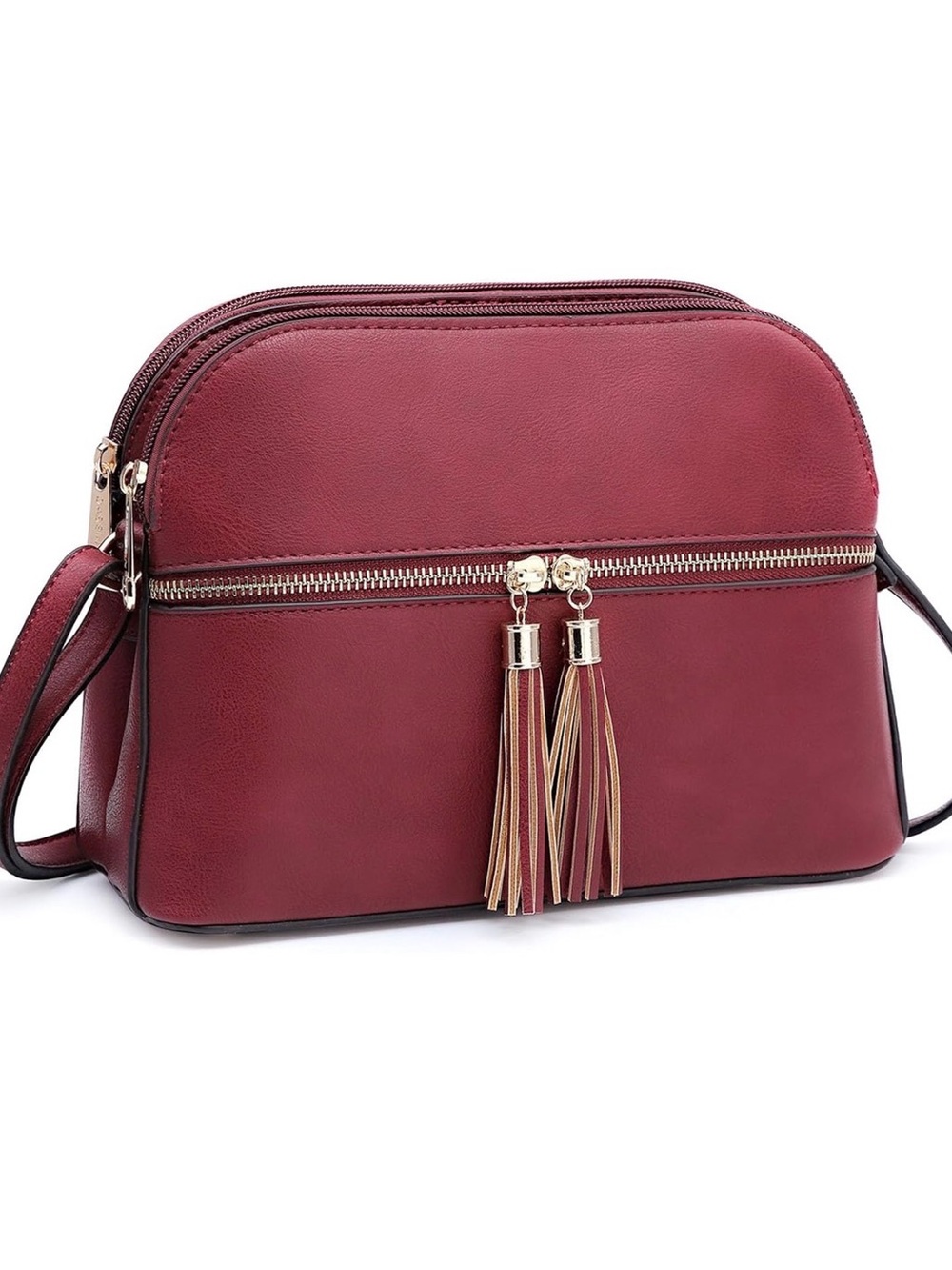 Modern Tassel Crossbody Bag in Burgundy
